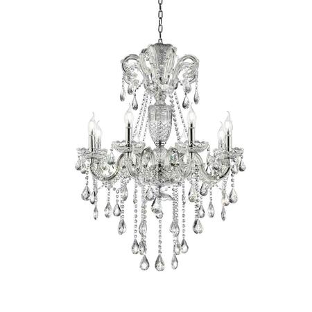 CLING 37 in. Eilish Silver Crystal 8-LED Light Chandelier CL3687138